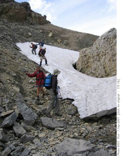 Residual snow in rocky gully