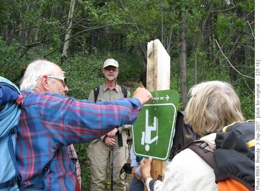Attempting to fix a trail sign, but we didn't have the right tools