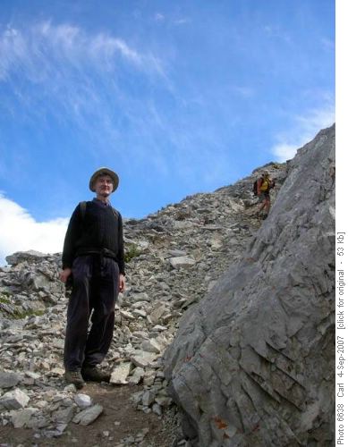 Descending the east ridge