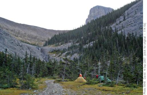 Box canyon campsite below Devil's Head