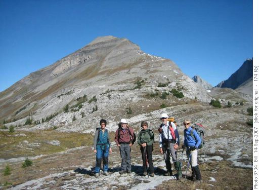 At Burstall Pass, in front of Snow Peak