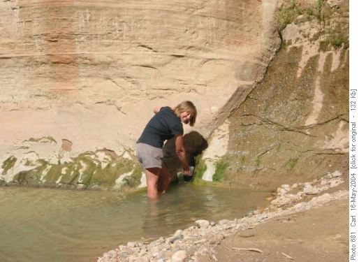collecting water from spring