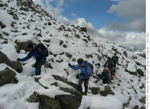 Crossing the boulder field