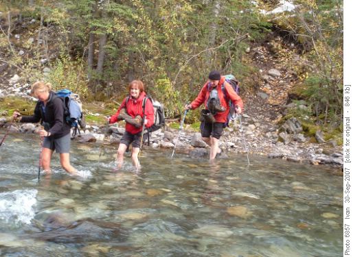 Sheep River crossing/Susan,Janet,Bob/