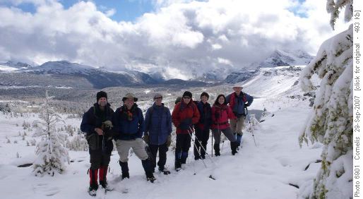 Sheldon, Cornelis, Dave, Bob, Sharon, Dorothy and Carl at Healy Pass