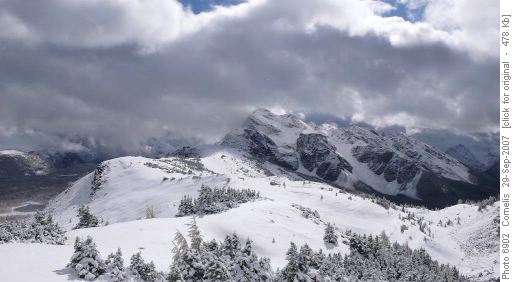 Monarch Ramparts (2,438m) and The Monarch (2,904m), looking towards the South