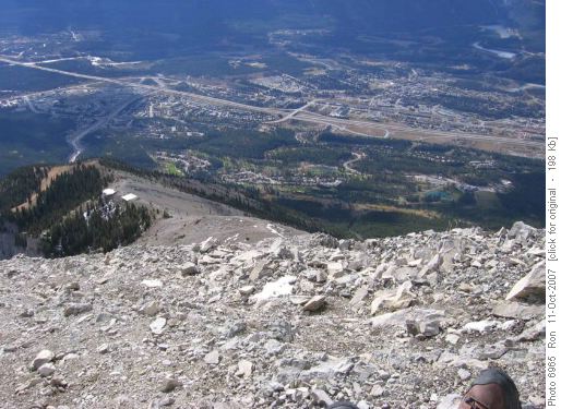 Looking down from Lady Macdonald ridge