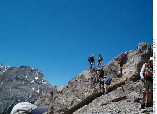 Down climb on Fable Traverse