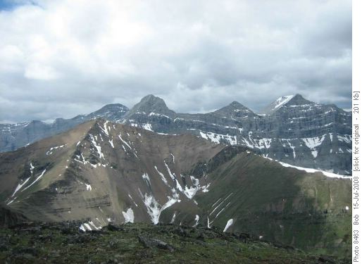 Mounts Allan (foreground) and Lougheed(centre right)