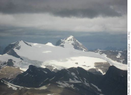 Mount Brazeau and the Brazeau Icefield from Poboktan mountain.