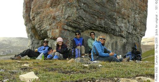 Lunch in the shelter of the big rock Lunch in the shelter of the big rock