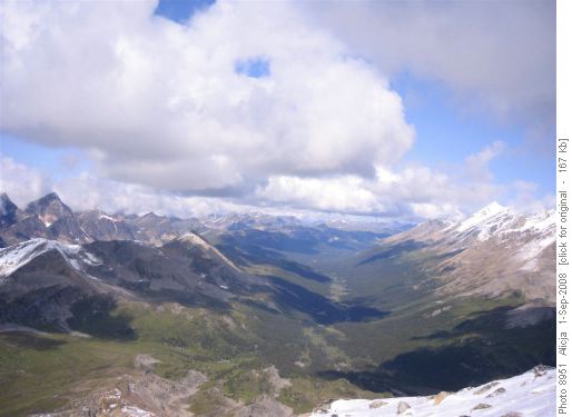 The Maligne Valley from Maligne Pass