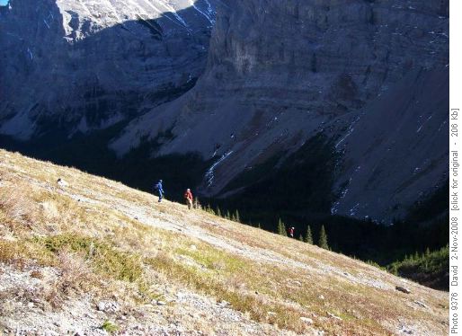 Heading back to the trail after lunch on the lower slopes of Mt Bogart