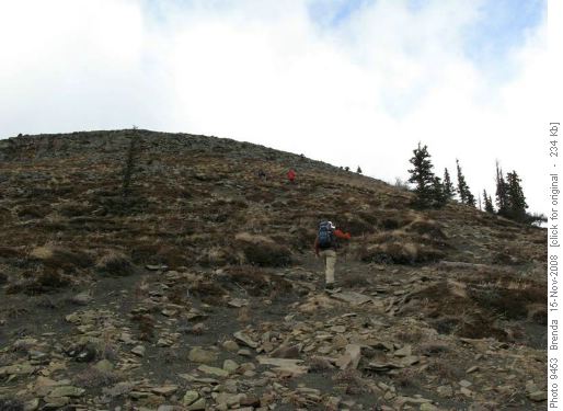 Final climb to the top of Mt. Ware