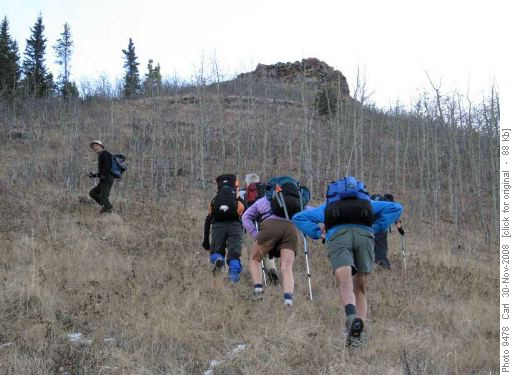 Climbing the steep west slope to Missinglink Mtn