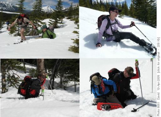 The snow became rotten in the sun, causing unexpected sinking