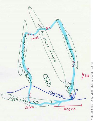 CPS (Carl's Positioning System) map of hike