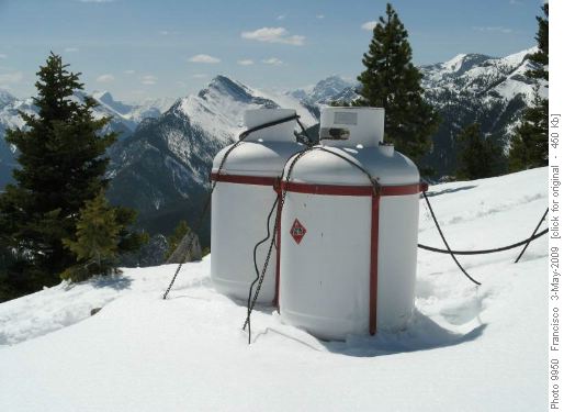 Fat propane bottles in summit area