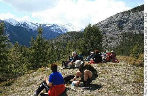 Lunch break - gang spread out along ridge